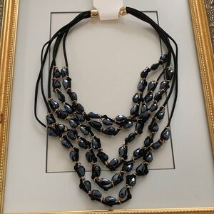 Stella & Ruby Elegant Black and Gold Beaded Necklace